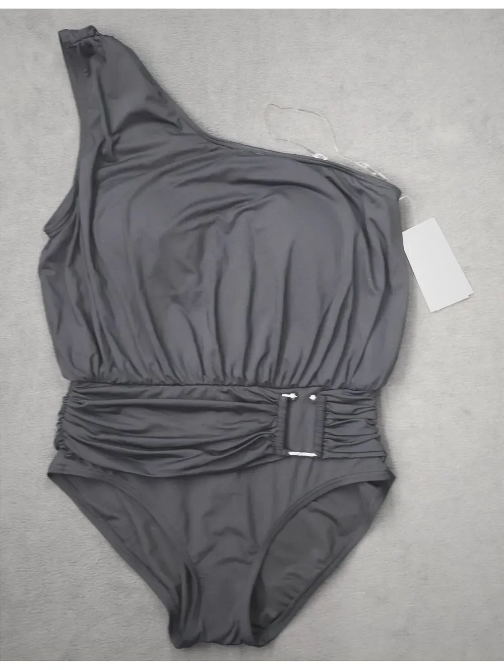 Michael Kors One-Shoulder Black Swimsuit with Belt Detail Size 10